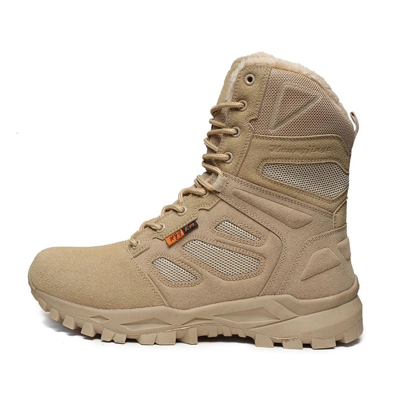 Outdoor Hiking Shoes Men Anti-slip Warm Plush Thick-soled Men Casual High-top Boots Comfortable BreathableDurable Ankle Boots
