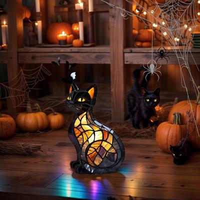 Светодиодная 3D Милая Кошка Магическая Цветная Лампа Искусство Витражная Смола Французский Настольный Ночник Комната Спальня Дом Настольное Украшение