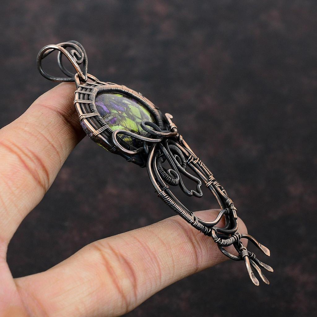 Медный кулон-стихтит Медная проволока, обернутая ювелирными изделиями из драгоценных камней, Стильный кулон, кулон ручной работы, обернутый проволокой, подарок на помолвку, медные подвески