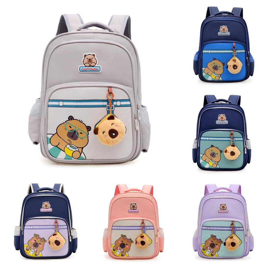 Kids Cartoon Capybara Backpack With Large Capacity And Padding For Elementary School Students