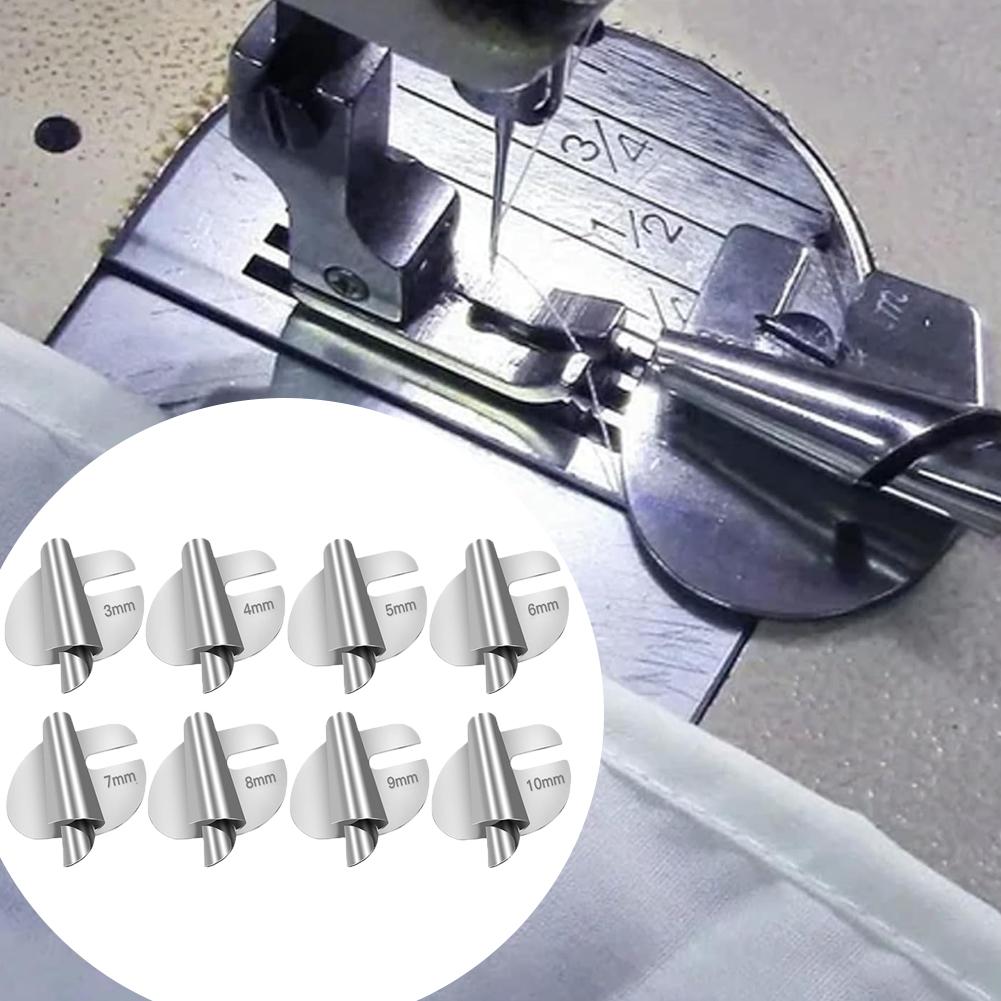 8pcs Stainless Steel Sewing Rolled Hemmer Foot 3mm-10mm Universal Sewing Machine Presser Foot DIY Crafts Hemming Puller Tool