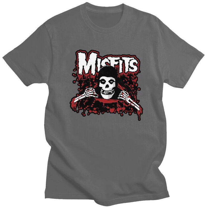 Мужские футболки с принтом Хоррор Панк Рок Misfits Череп, с коротким рукавом, модные, приталенные, 100% хлопок, идея для подарка