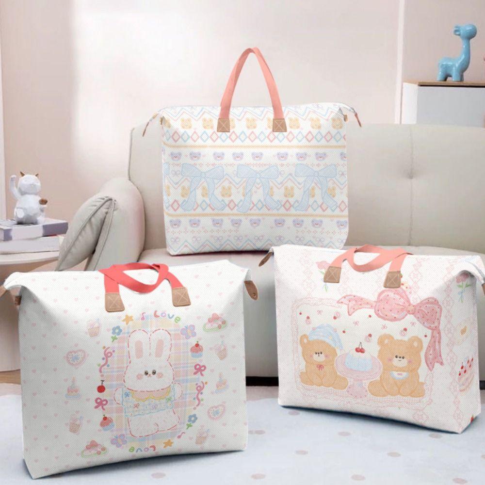 Non-woven Fabric Children Quilt Finishing Bag Cartoon Luggage Storage Bag Clothes Organizer Closet
