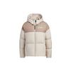 Goose Down Midweight Puffer Jacket 800 Fill Color Block Logo Long Sleeve Hooded Down Jacket Women Jacket Beige IM9847