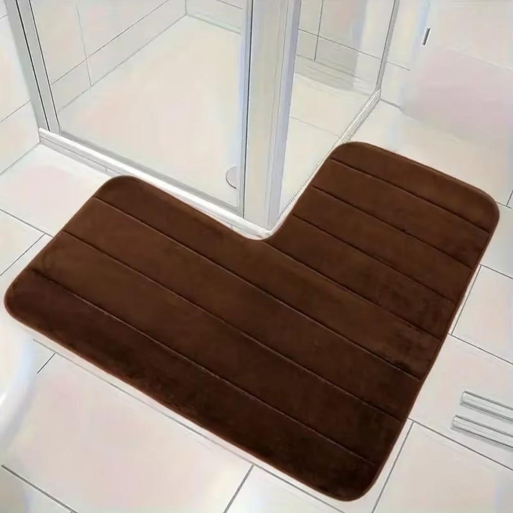 Striped L-Shaped Bathroom Floor Mat Wear-Resisting Shower Room Mat Absorbent Foot Mat Kitchen