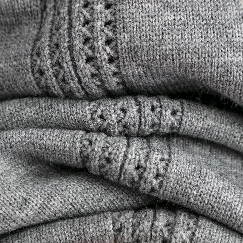 QICED Модный комплект Женский осенне-зимний повседневный однотонный свободный вязаный свитер с полувысоким воротником Набор из двух предметов