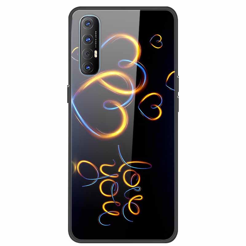 Чехол для телефона Oppo Reno3 Pro 5G Reno 3 Pro Мягкий бампер Закаленное стекло Жесткая задняя крышка Чехлы Для Oppo Reno 3Pro Чехол 6.5" Fundas