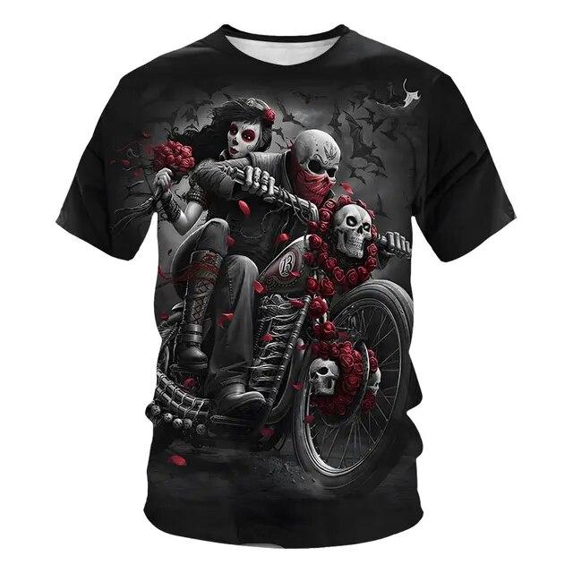 Vintage Horror Skull 3d Print Men's T-shirt Summer Classic Casual O Neck Short Sleeve Fashion Loose Oversized Tops Tee Shirt Men