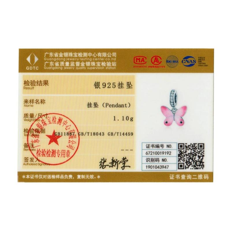 WOSTU Эмалированная розовая бабочка из стерлингового серебра 925 пробы, подвеска-подвеска, подходит для оригинального серебряного браслета для девочек, ювелирные изделия своими руками