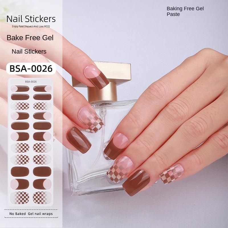 Bake-free Gel Manicure Stickers French Onion Powder Semi-cured Nail Stickers