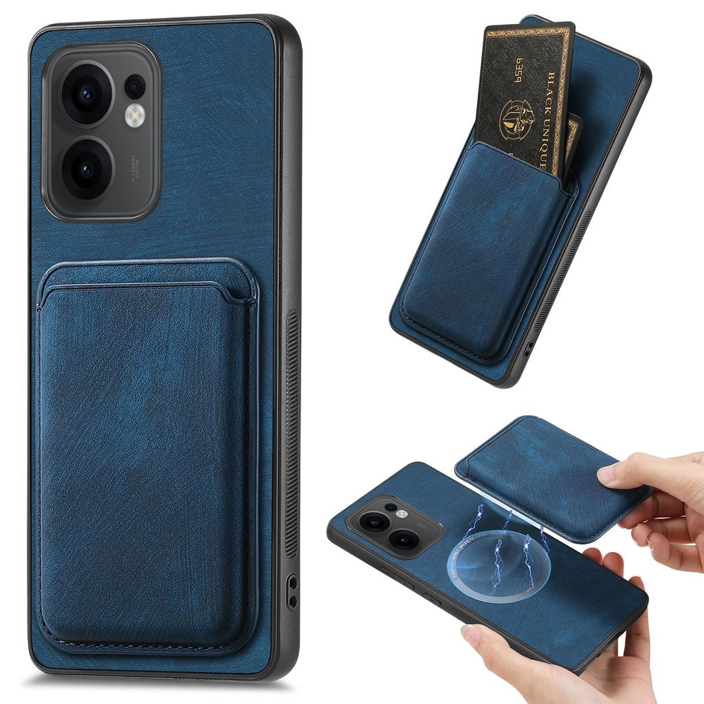 For Oppo Reno13 F 5G (Reno 13 FS 5G)/4G Magnetic Case Leather Back Cover with Detachable Card Holder
