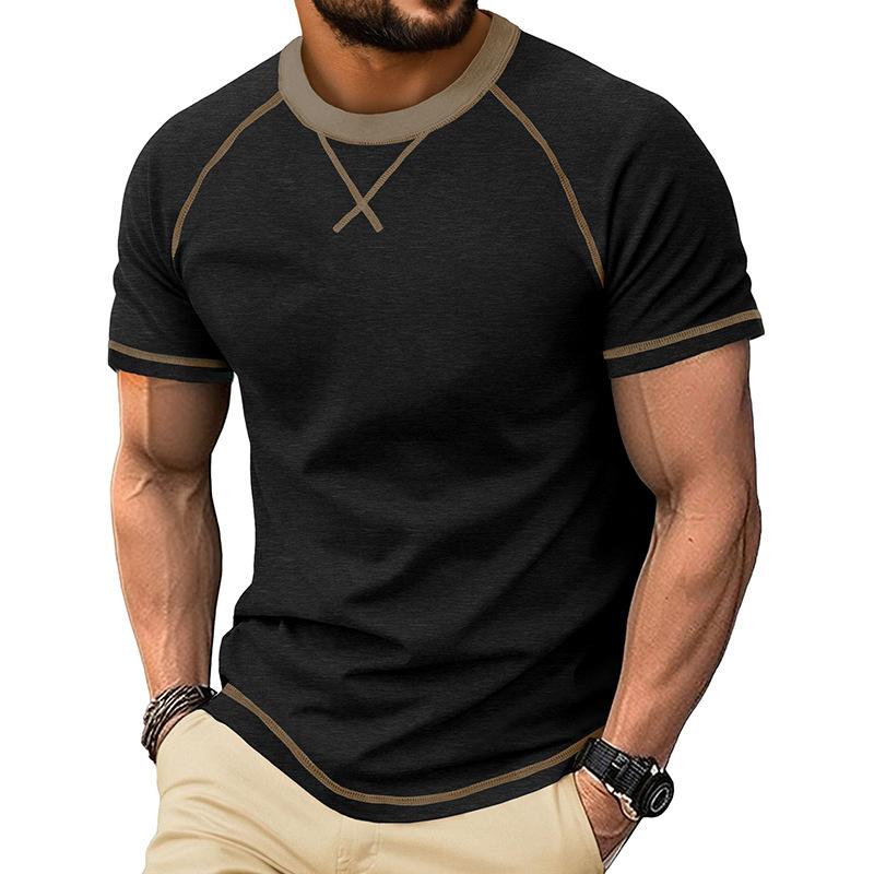 Men's Color Block Short Sleeve Crewneck T-Shirt, Casual Top