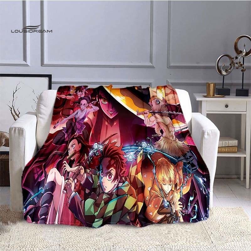 Одеяла LOUSIDREAM Demon Slayer для кроватей, дома, путешествий, взрослых, фланелевое одеяло для дивана, кровати, гостиной, дивана, ребенка, сохраняющее тепло