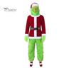 1 комплект рождественского костюма включает в себя верх, штаны, шляпу, пояс, перчатки и бахилы. Зеленый костюм Санта-Клауса из мультфильма, пушистое животное, для косплея, представления, драмы, сцены, оперы.