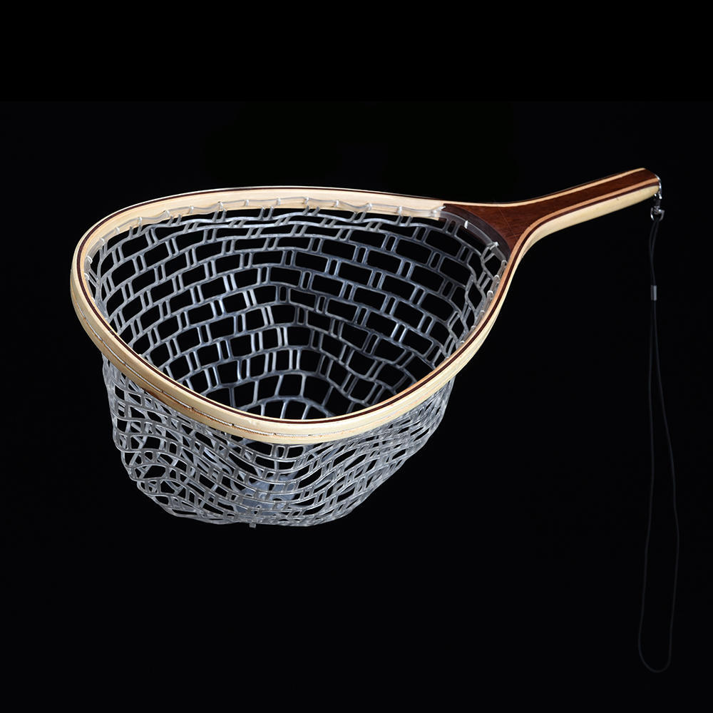 Fly Fishing Landing Net Wooden Handle Frame Catch and Release Net Portable Lightweight Rubber Fishing Net