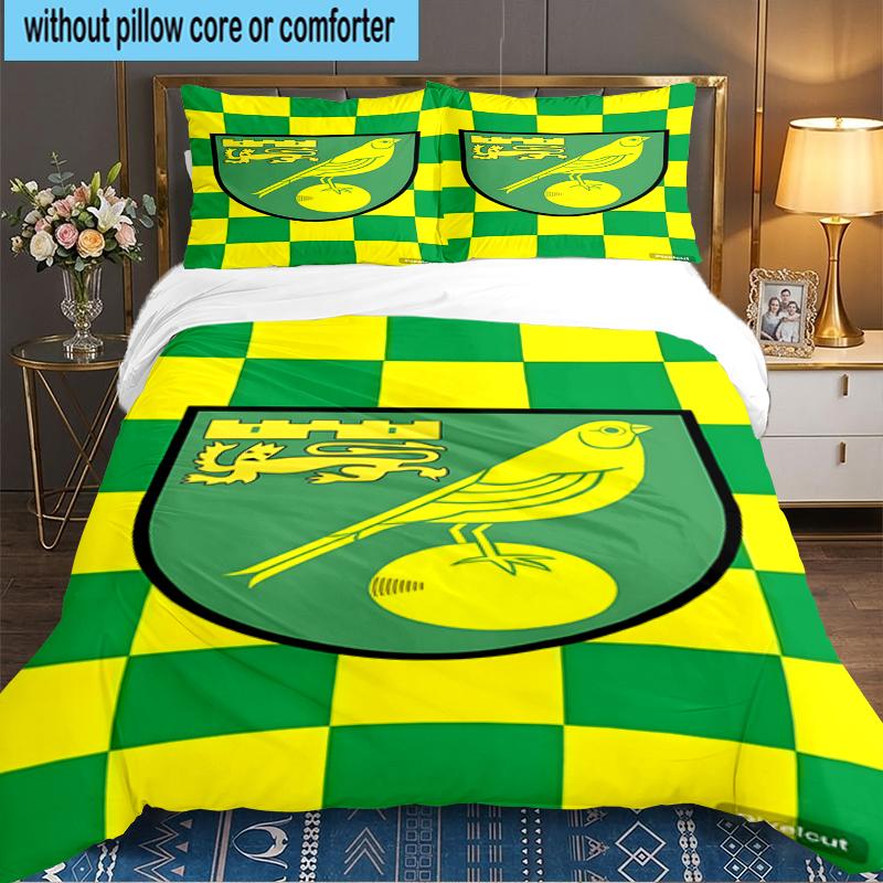 3PCS Nor-wich Football Club Crest Bedding set,Ideal for1pc Duvet Cover And 2pcs Pillowcases Perfect for Christmas gift,Ideal for Bedroom, Dormitory
