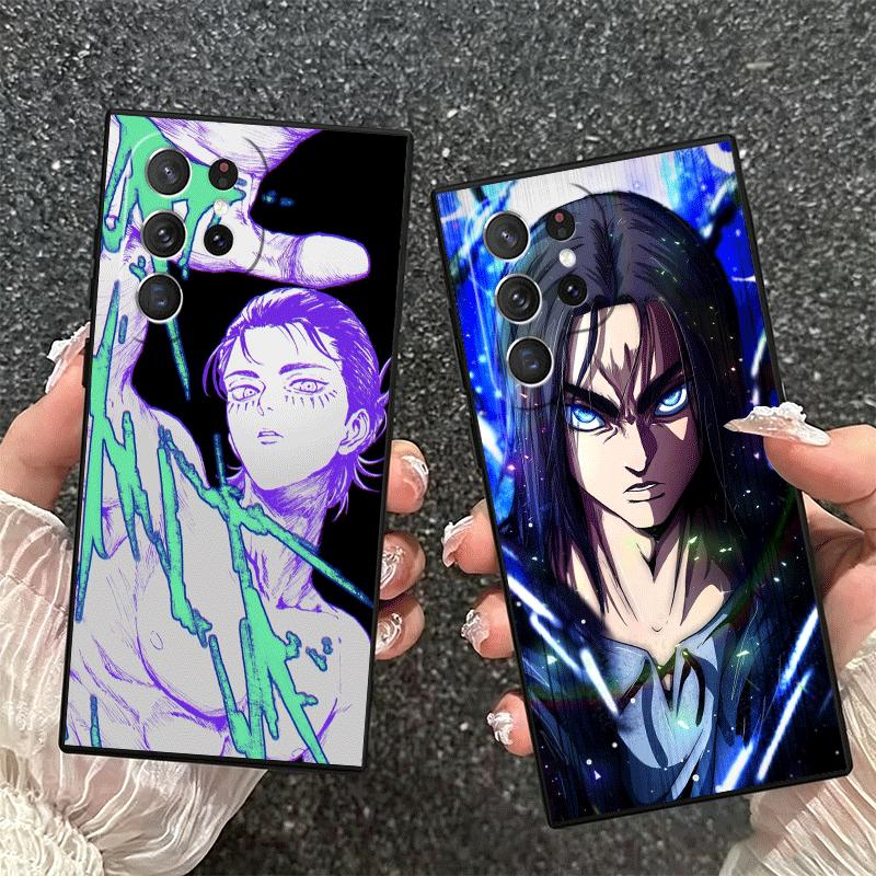A-Attack On T-Titan Eren Yeager Soft Phone Case for Samsung Galaxy S26 S25 Edge S24 Ultra S23 Plus S22 S21 FE S20 Black Cover Ba