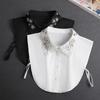 Front Tie White Fake Collar For Women Stand Detachable Collar Fake Girls Vintage Lace Ladies False Blouse Collar