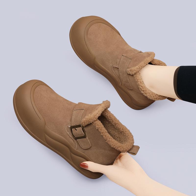 Новые модные короткие сноубутсы для женщин с флисом, зимние теплые хлопковые ботинки