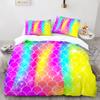 Mermaid Tail Duvet Cover King Queen Size Kids Fish Scales Bedding Set Girly Ocean Animal Princess 2/3pcs Polyester Quilt Cover