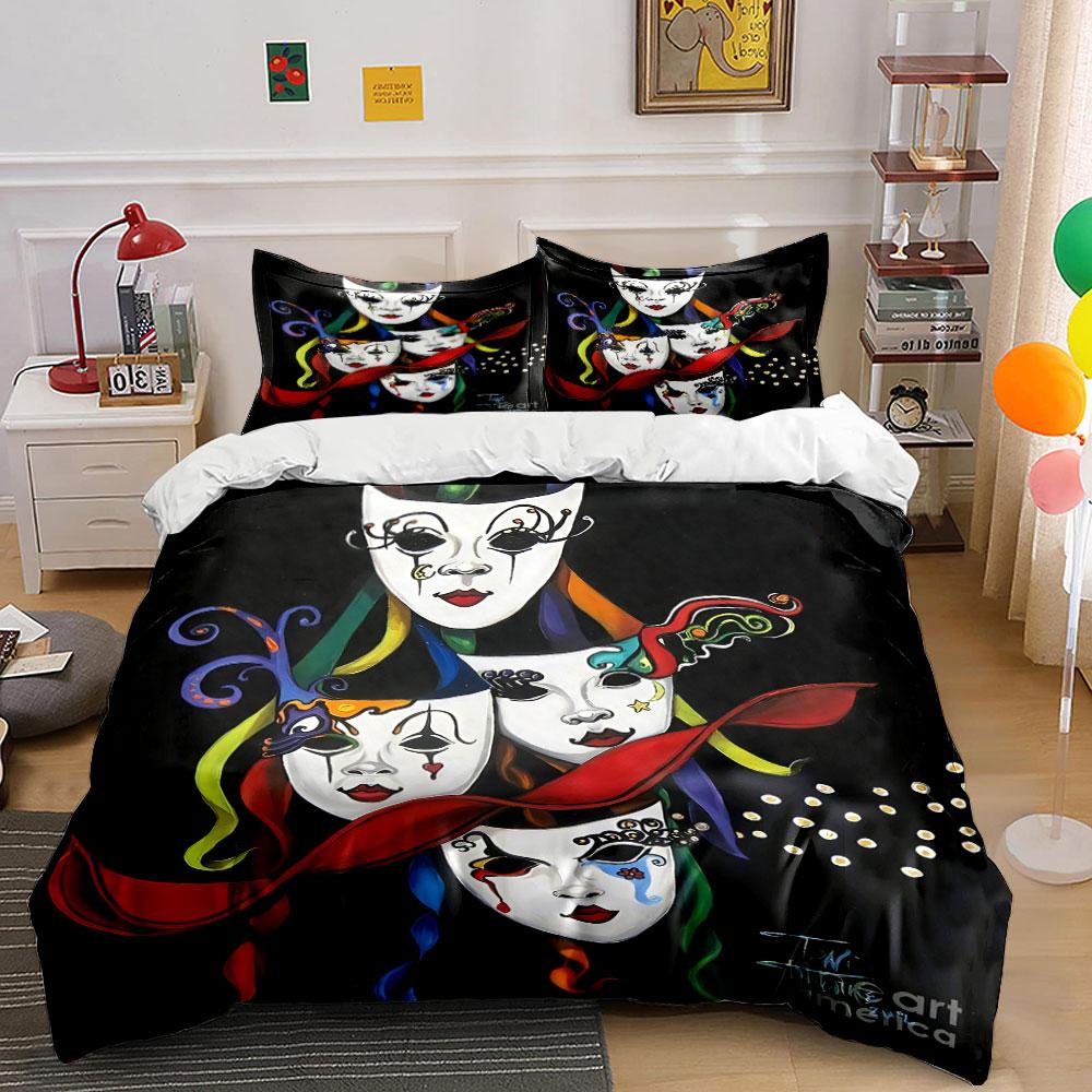 Colorful Carnival Masks Design Bedding Duvet Cover Set Duvet Cover Pillowcases (1*Duvet Cover 2*Pillowcases, without duvet insert)