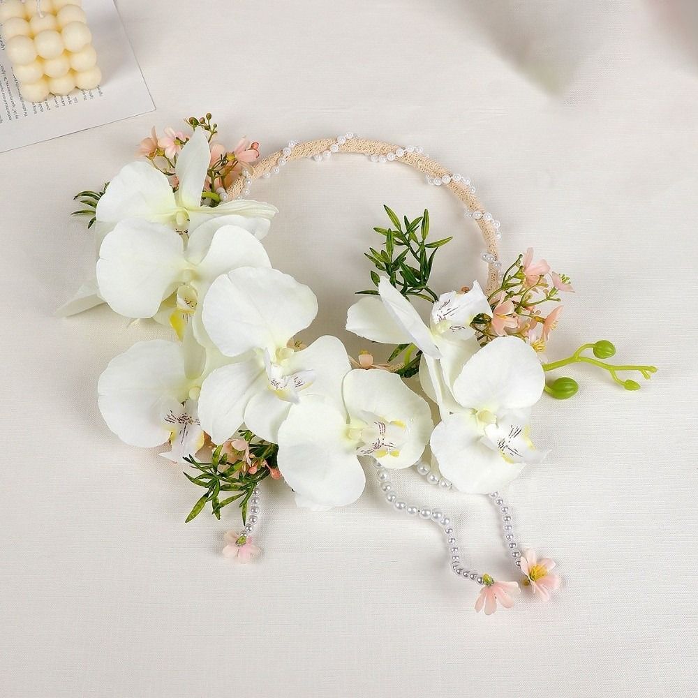 Phalaenopsis Orchid High-end Woven Floral Wreath Handmade Bridal Hand-held Bouquet