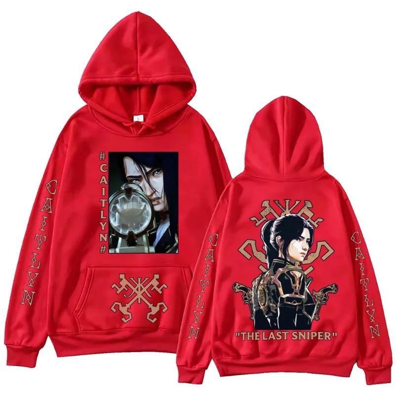 Hot Anime Arcane-Caitlyn Hoodie Harajuku Hip Hop Pullover Tops Popular Music Sweatshirt Fans Gift Hoodies & Sweatshirts Men’s