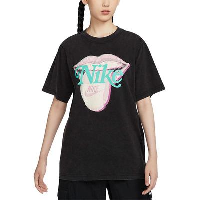 Nike Футболка Sportswear Essentials Series с круглым вырезом и коротким рукавом, с заниженной линией плеч, женские топы, черный цвет HM4594-010