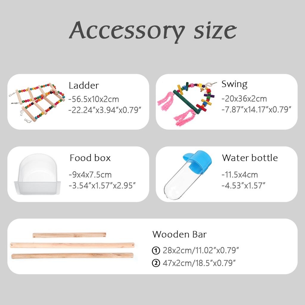 17.95""x17.95""x33.86"" Black/White Plastic+Iron Luxury Large Parrot Cage Bird Metal Pigeon Supplies With Hanging Cave Pet Decor Products