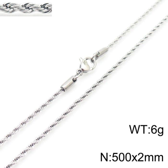 Durable Stainless Steel Rope Chain Necklace - Multi-Size, Titanium Steel for Men and Women