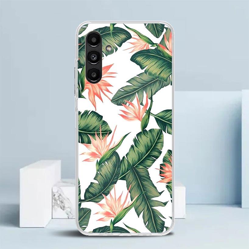 Летние Тропические Растения Зеленый Лист Чехол для Телефона Для Samsung Galaxy A17 A37 A57 A16 A15 A14 A13 A56 A55 A54 A53 A36 A35 A34 A33 A26