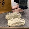 Open Smile Half Tray Bag Head Little White Canvas Shoes Women's 2024 Summer New Versatile Thick-soled Lazy Casual Cool Slippers