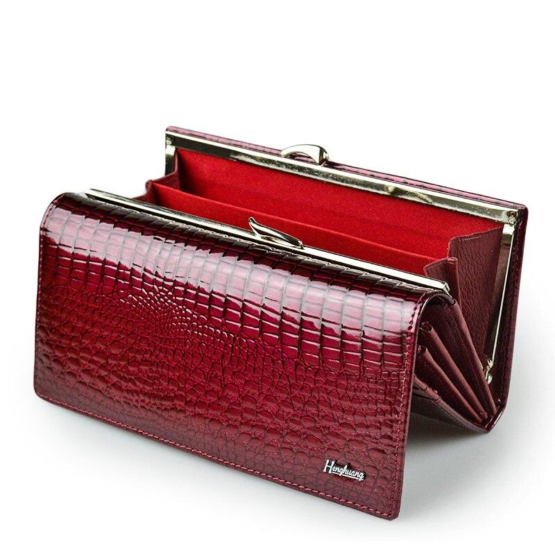 HH женские кошельки из кожи аллигатора, роскошные лакированные кошельки из натуральной крокодиловой кожи, женский кошелек-клатч с засовом, длинные многофункциональные кошельки для монет