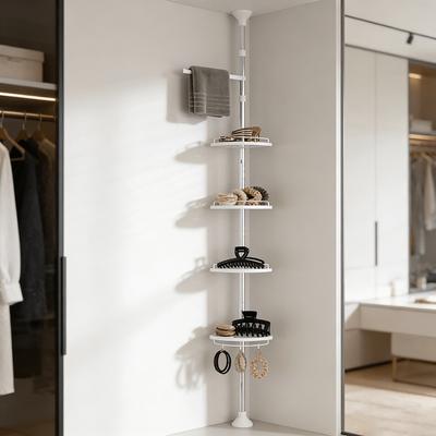 Настенная угловая полка для хранения в ванной - 4-ярусная полка, экономящая место, подходит для маленьких ванных комнат, пластиковый стеллаж