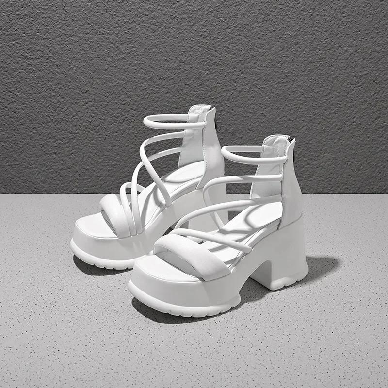 Женские босоножки на танкетке с высокой платформой и пряжкой на танкетке, женские летние новые модные туфли на толстой подошве с тонким ремешком Zapatos De Mujer