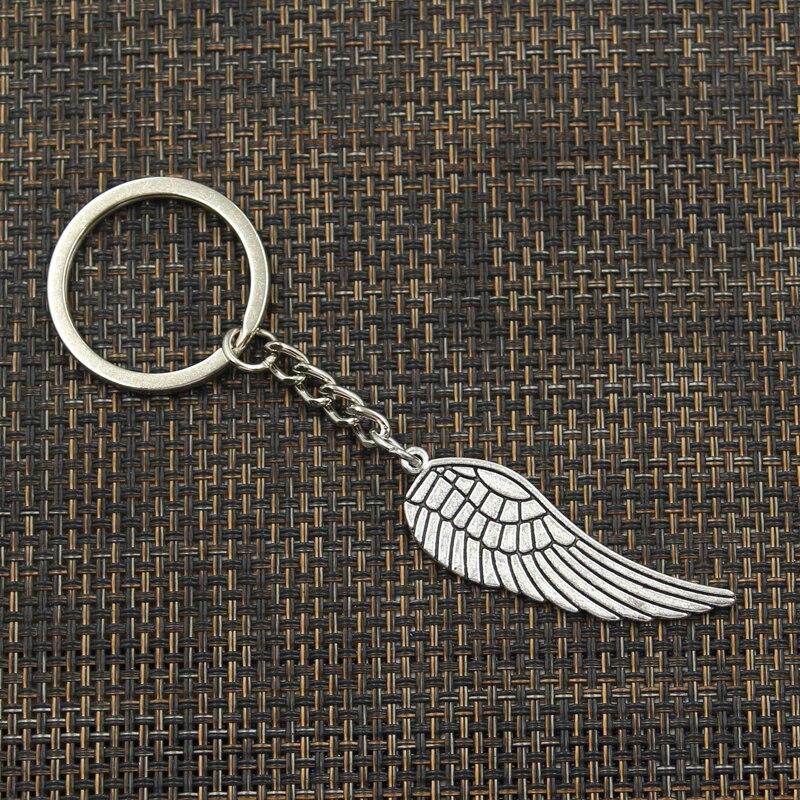 Модный брелок для ключей 30 мм, металлический брелок для ключей, ювелирные изделия, антикварное покрытие, крылья ангела, 47x15 мм, подвеска