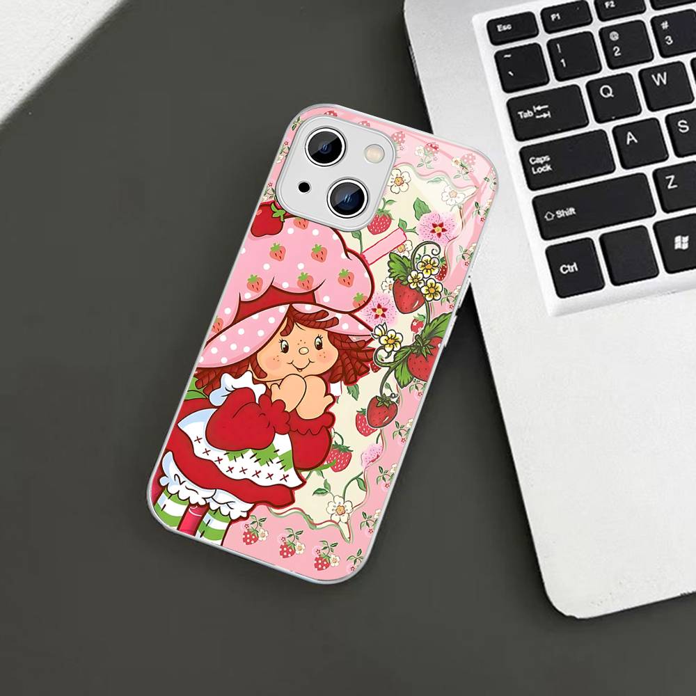 Закаленное стекло S-Клубничный торт Девушка для iPhone 14 13 12 11 Pro Mini XS MAX 14Plus X XS XR Чехол