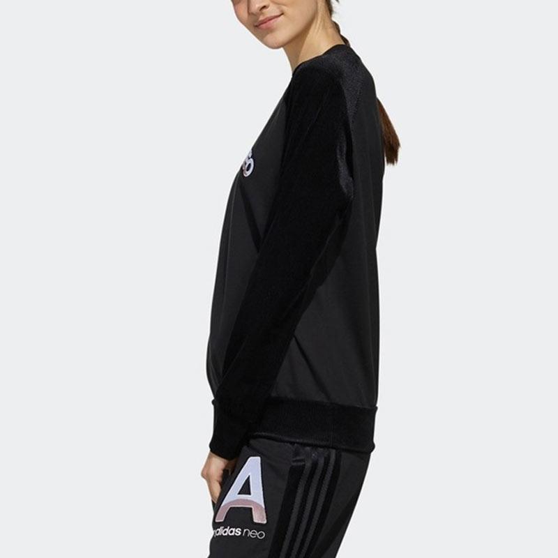adidas Нео логотип с принтом цветного блока рукав реглан круглый вырез повседневная винтажная толстовка женская толстовка черная EI4274