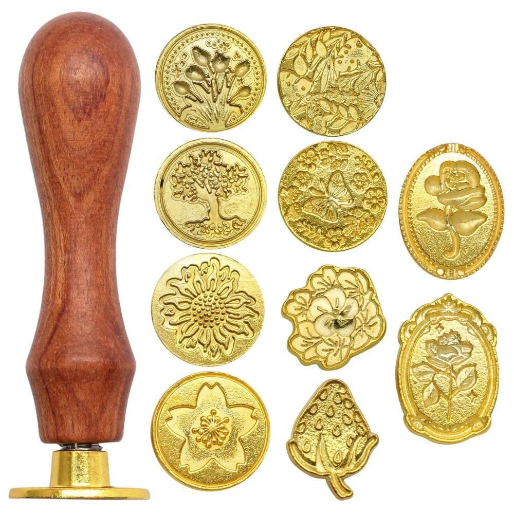 8/10/12Pcs Retro Wax Seal Stamp Head Kit Multishape Enamelled Seal Heads Gift Packing