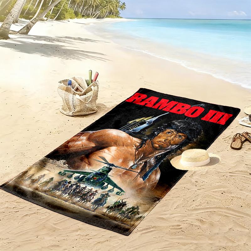 Rambo First Blood Print Beach Towel, Large Soft Quick Dry Towel for Beach Camping Swimming
