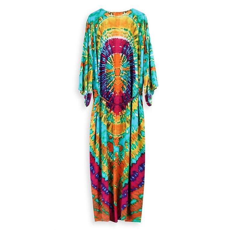 EDOLYNSA богемный купальник, накидка в полоску в стиле ретро, ​​женская летняя одежда с поясом, длинное платье-кимоно, пляжная одежда, накидки на бикини Q1521