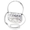 DIESEL Mirror Effect Chain Polyurethane Shoulder Crossbody Handbag Women handbag Silver X08396P6714H0535