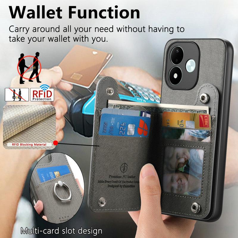 For Redmi Note 17 Pro 5G 2026 RFID Leather Wallet Case for Xiaomi Redmi Note 17 Pro Max Case Note 17 17Pro Back Funda