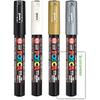 Маркер Posca на водной основе Mitsubishi Pencil PC-1M Ультратонкий Черный, Белый, Золотой, Серебряный, Набор из 4 шт. ...