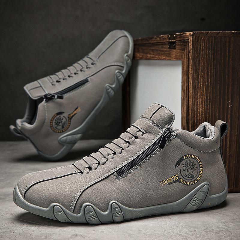 Мужская обувь новая осень уличная повседневная черная маленькие кожаные туфли боковая молния кожаные кроссовки мужские