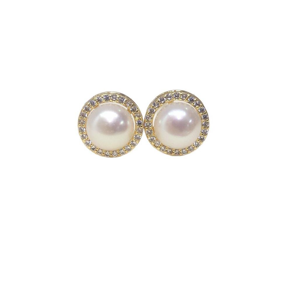 Earrings with Women's Micro Inlaid Zircon, High-end and Simple Round Earrings