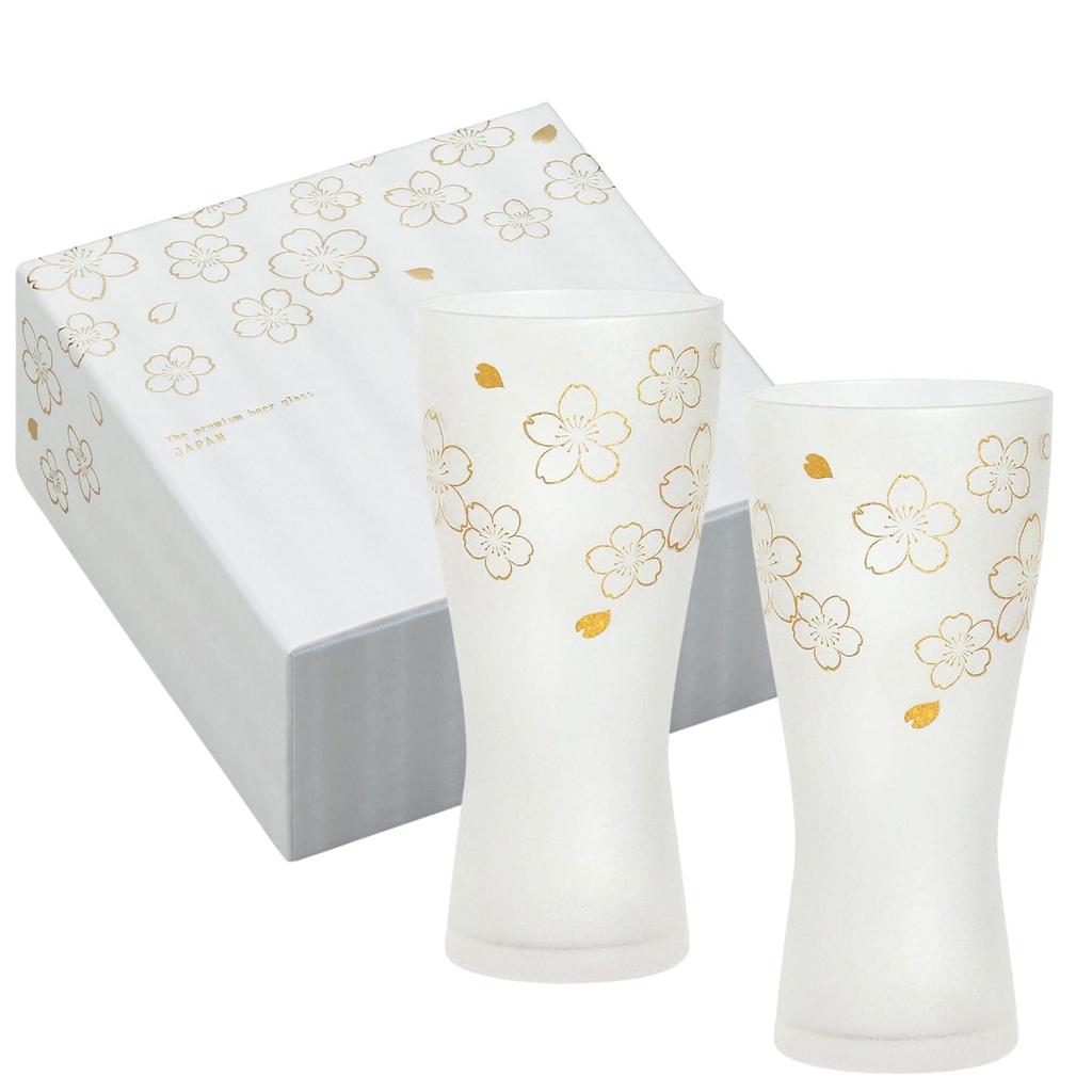 ADERIA Foam Making Premium Cherry Blossom M Beer Glass 310ml Made In Japan Cosmetic Box Pair Set Wedding Day Day Gift Present Birthday Women