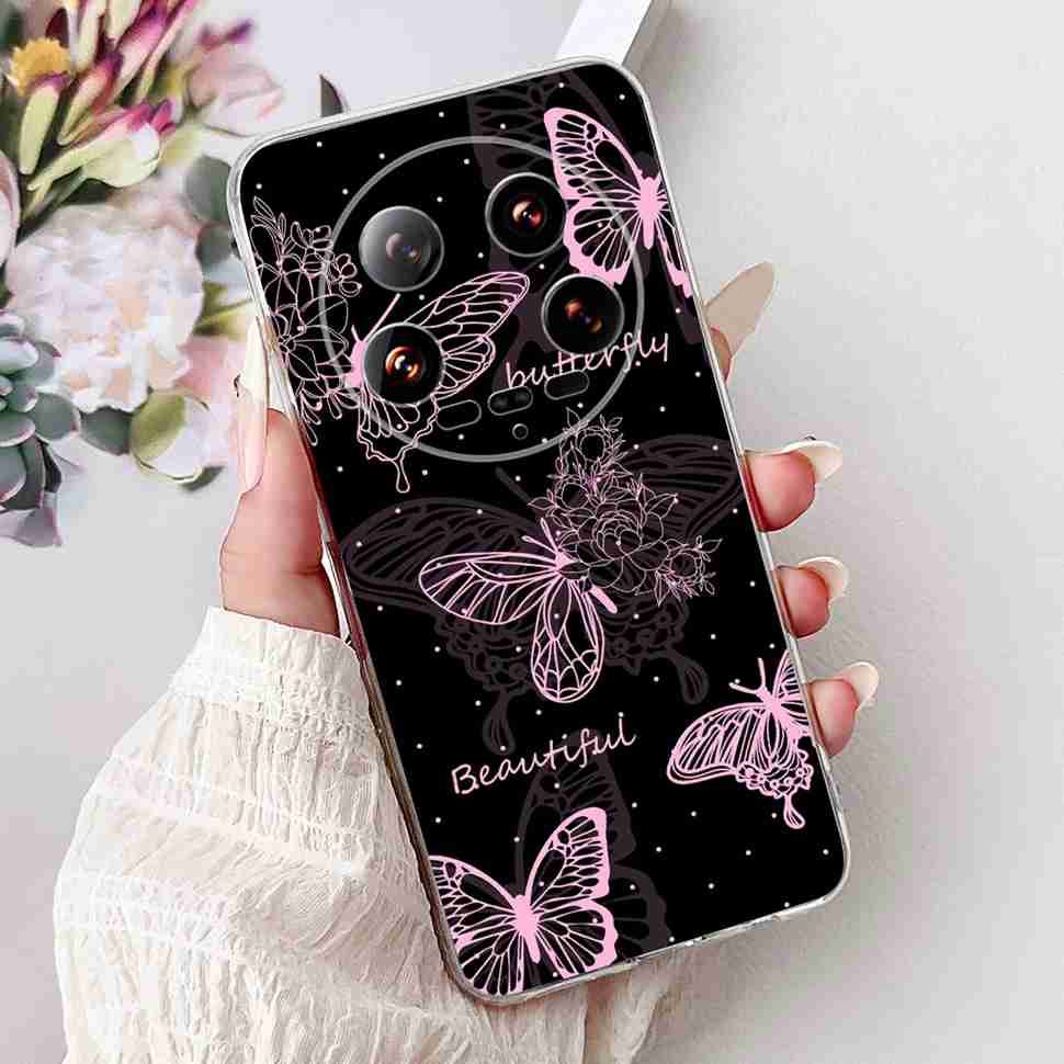 Case For Xiaomi 14 Ultra Butterfly Silicone Soft Phone Cover For Xiaomi Mi 14 Mi14 Ultra Shockproof Back Fundas Xiaomi 14Ultra