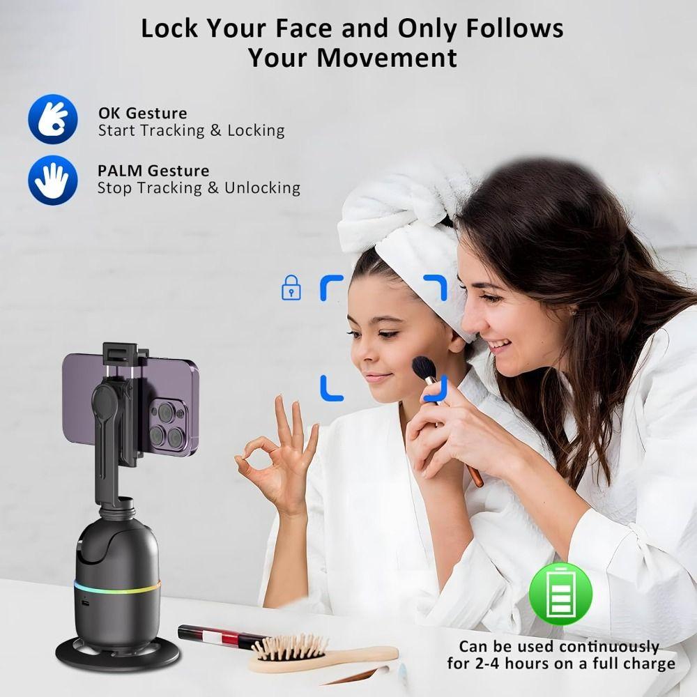 Держатель для телефона с автоматическим отслеживанием лиц и стабилизатором камеры с заполняющим светом. Короткое видео.