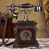 Retro Solid Wood Rotary Dial Telephone: Antique American-Chinese Desk Phone